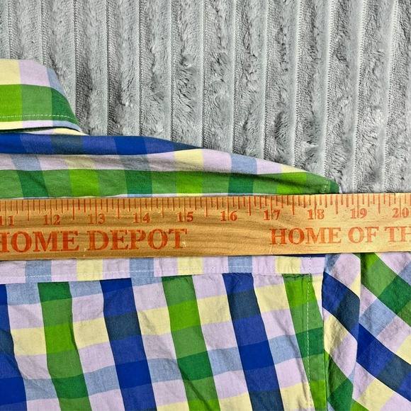 Bixby Nomad Slim Men's Large Tall Button Up Long Sleeved Shirt Blue Green Plaid - Picture 11 of 14